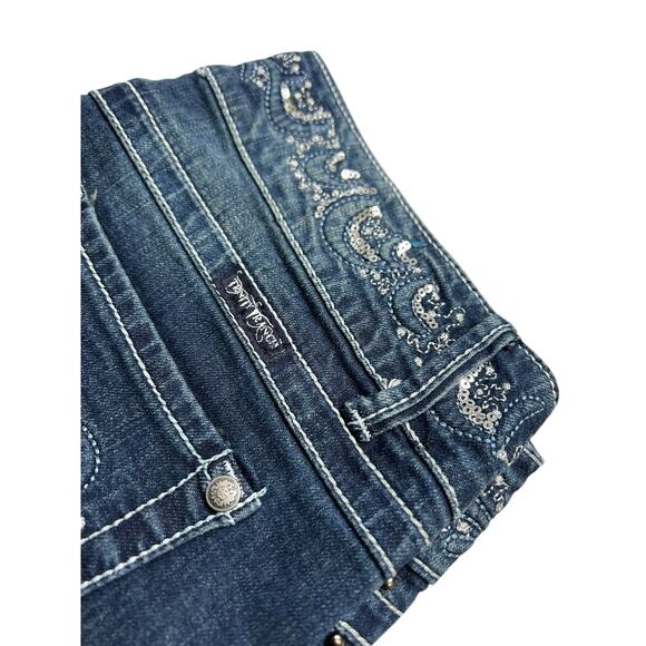 Y2K Trinity Ranch Women’s Jeans Sz 12 Dark Blue Bedazzled boho Western 30x31 - Picture 13 of 16
